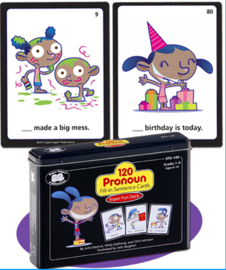 120 Pronoun Fill-in Sentence Cards Fun Deck